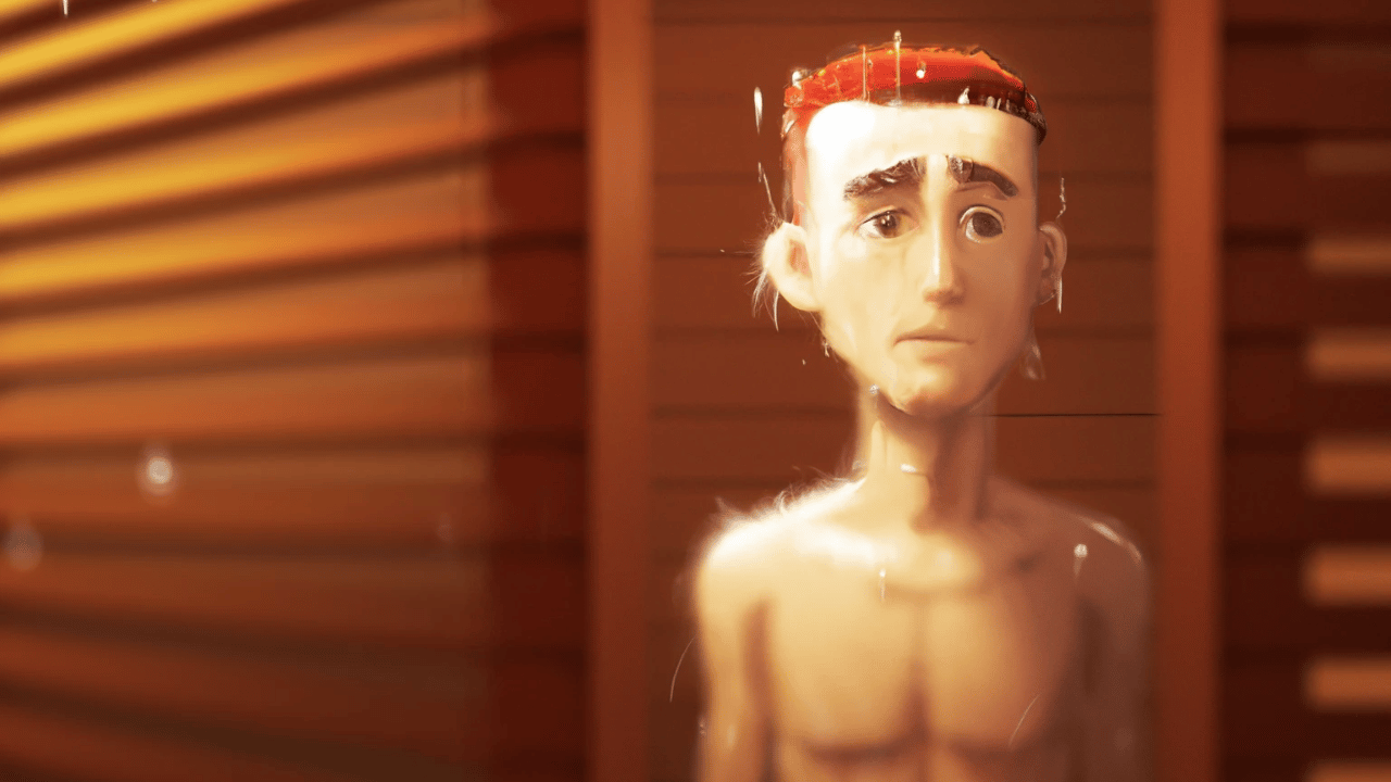 man sweating in sauna